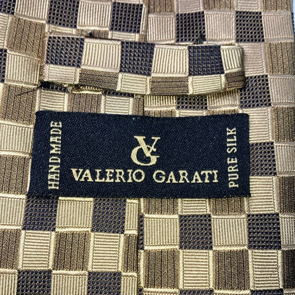 Valerio Garati Checkered 100% Silk Neck Tie Length 60” Width 3-3/4” - Picture 2 of 6